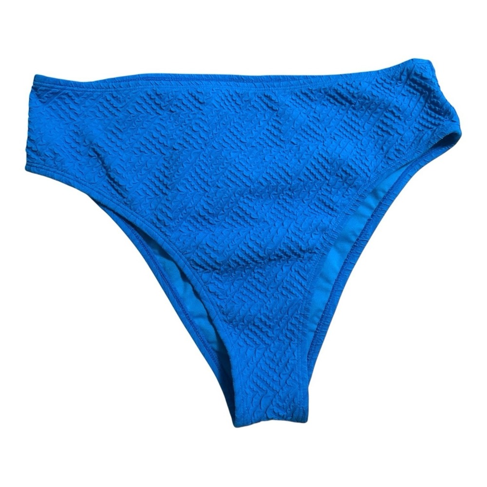 VYB Blue Textured High-Waist Bikini Bottom‎ Size XL Trendy Swimwear NWOT